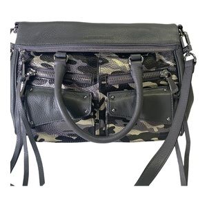 Aimee Kestenberg Grey Leather Satchel Handles and Shoulder Strap.